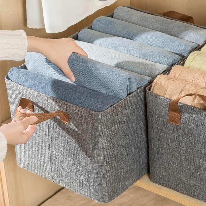 Cotton Linen Dirty Clothes Laundry Basket Collapsible Laundry Hamper Toy Storage Household Sundries Storage Basket with Handle