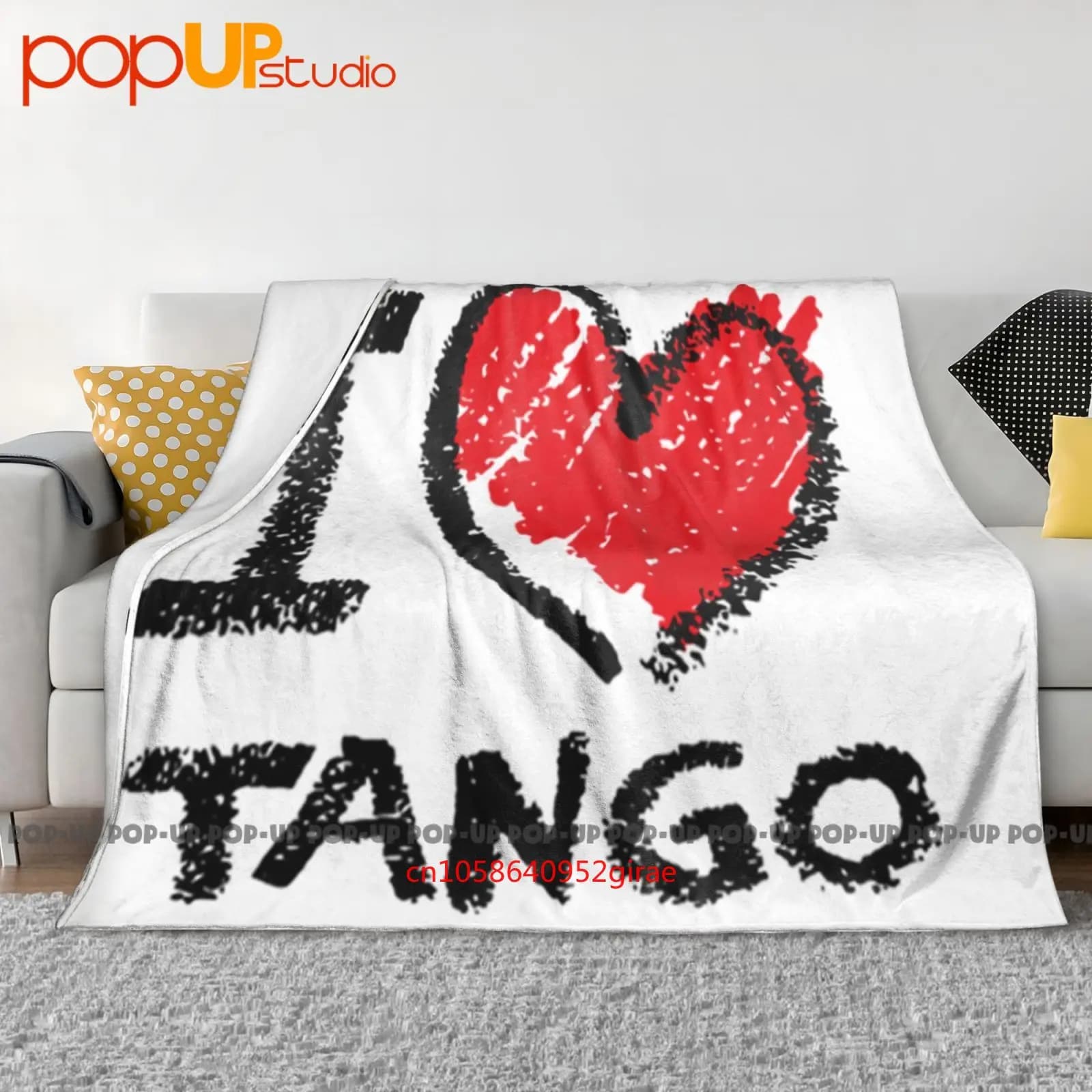 Copridivano invernale con coperta ultra morbida stile I Love Tango Chalk