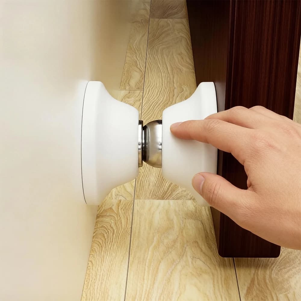 Homefish White Punch Free Strong Magnetic Silent Door Stopper Anti Collision Floor Mount Door Stop