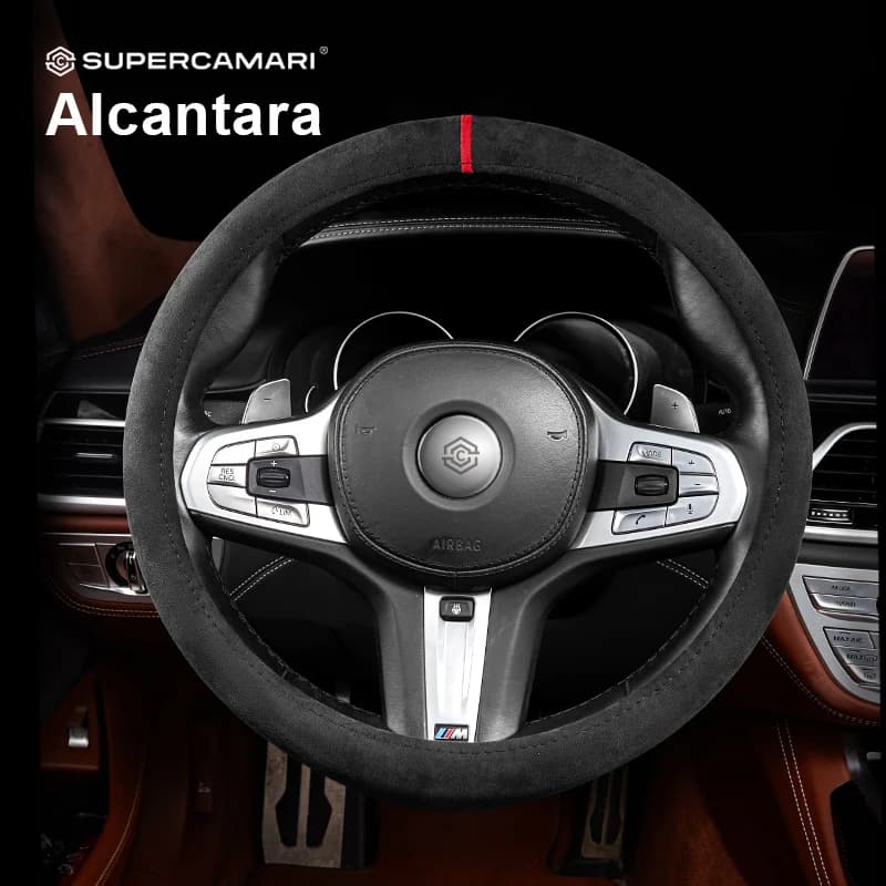 Supercamari for Alcantara Suede Mesh Steering Wheel Cover For BMW Mercedes Audi Porsche Car Interior Steering Wheel Protector