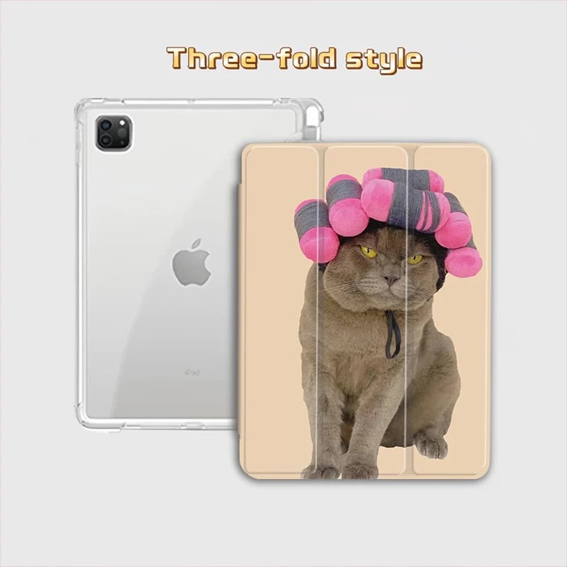 Custodia per iPad Pro 10/11 Pollici 2020/6a/7a/8a Gen/Air 3a/Air 4a/9a Gen/Air 5a Gen 2022/Air11 con Gatto a Pelo Riccio