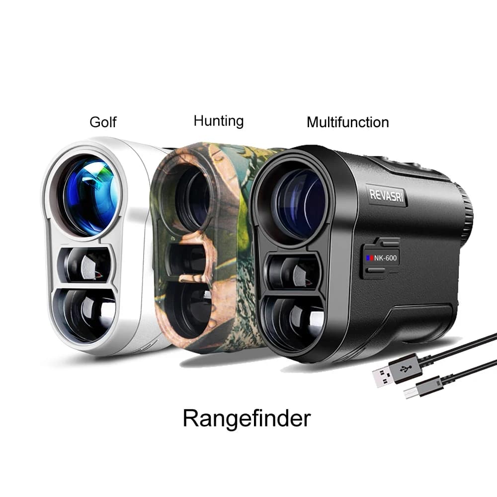 Telemetro Laser da Golf REVASRI 600M con Funzione Flag-Lock e Misurazione della Pendenza, Telemetro Monoculare Mimetico per Caccia fino a 1000M