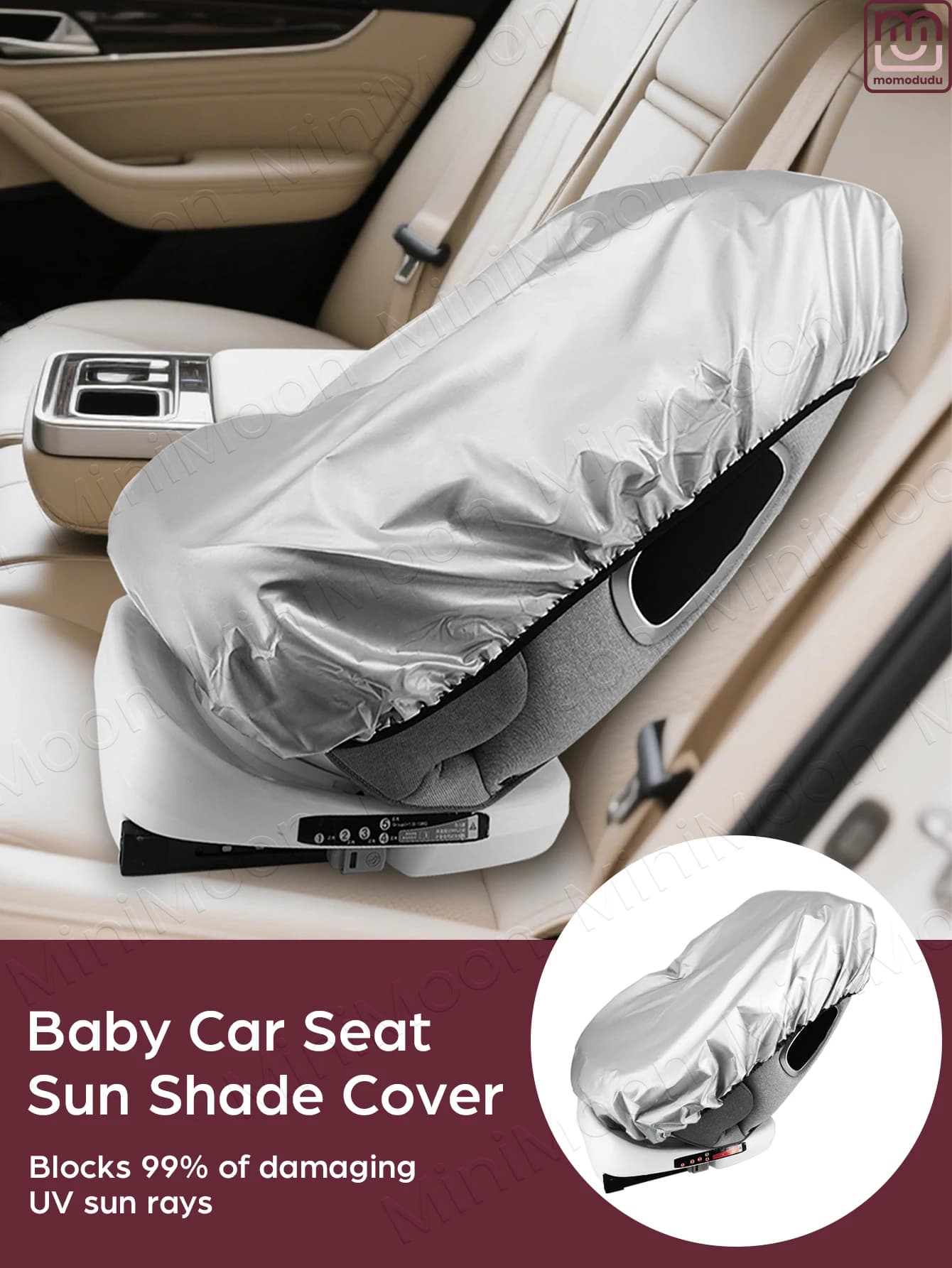 1PC Universal Baby Car Seat Sun Shade Cover, Blocks Out Heat & Sun UV, Portable Infant Travel Accessory