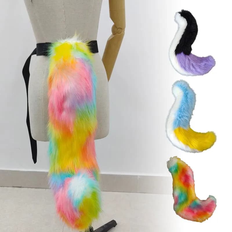 Kawaii Colorful Animal Tails Furry Fox Wolf Tail Lolita Anime Cosplay Prop Halloween Girl Night Party Role Play Tail Cosplay