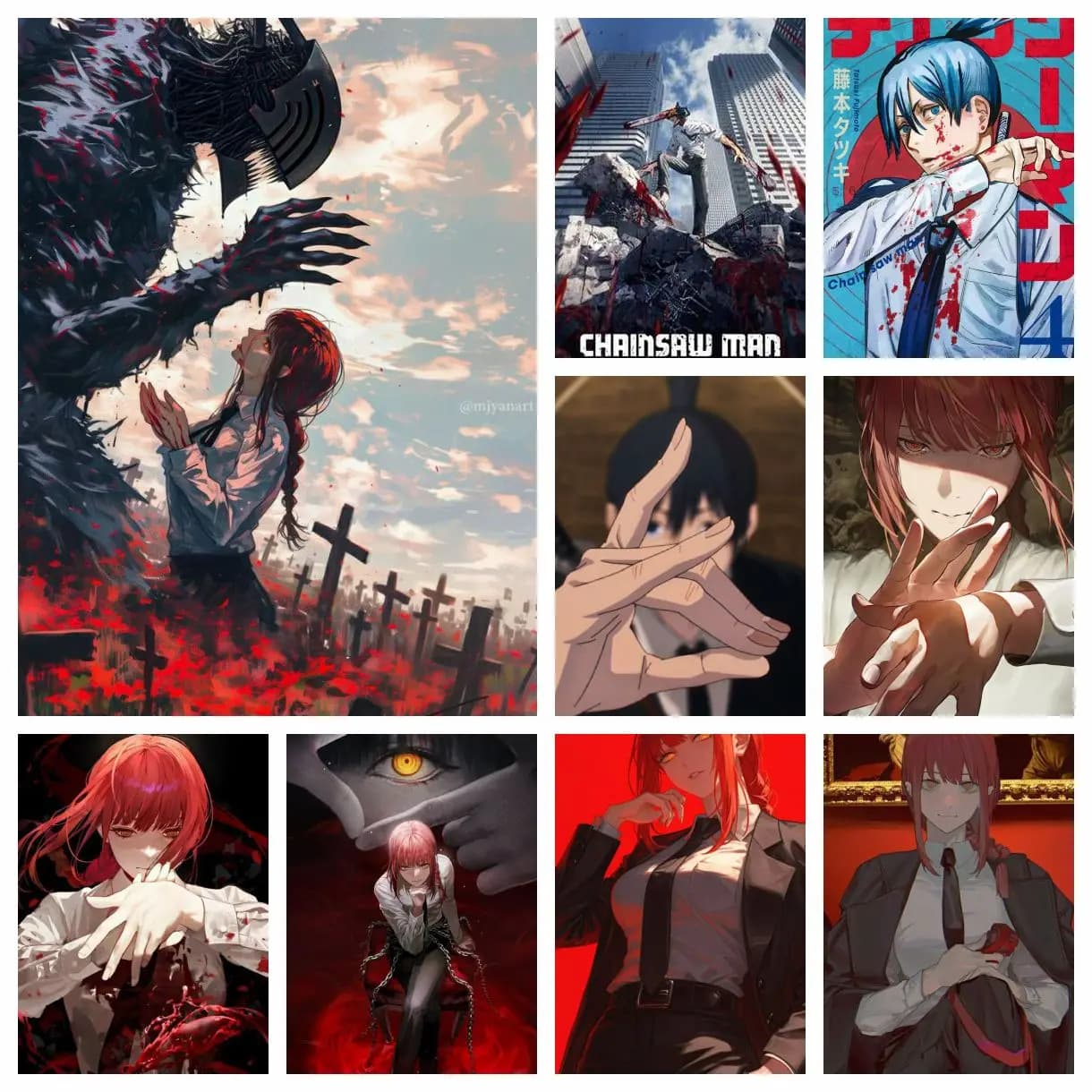 Pittura Diamantata 5D Fai da Te a Tema Anime Giapponese Chainsaw Man, Decorazione Estetica per Casa, Soggiorno, Camera da Letto, Bar
