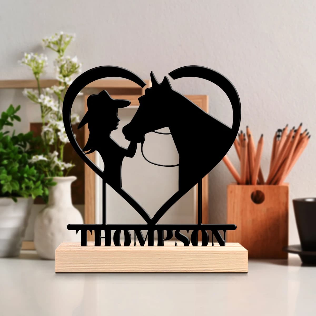 1pc Customized Metal Handicraft Ornaments Customizable Name With Wooden Base Desk Ornaments for Study Rooms,Bedrooms,and Offices