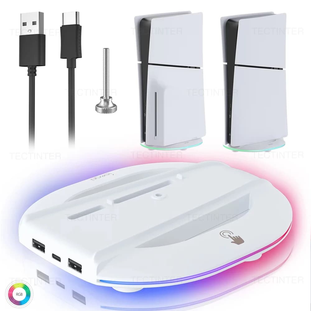 Supporto di raffreddamento verticale con luce RGB per disco sottile PS5/console edizione digitale Supporto base antiscivolo per accessori PS5
