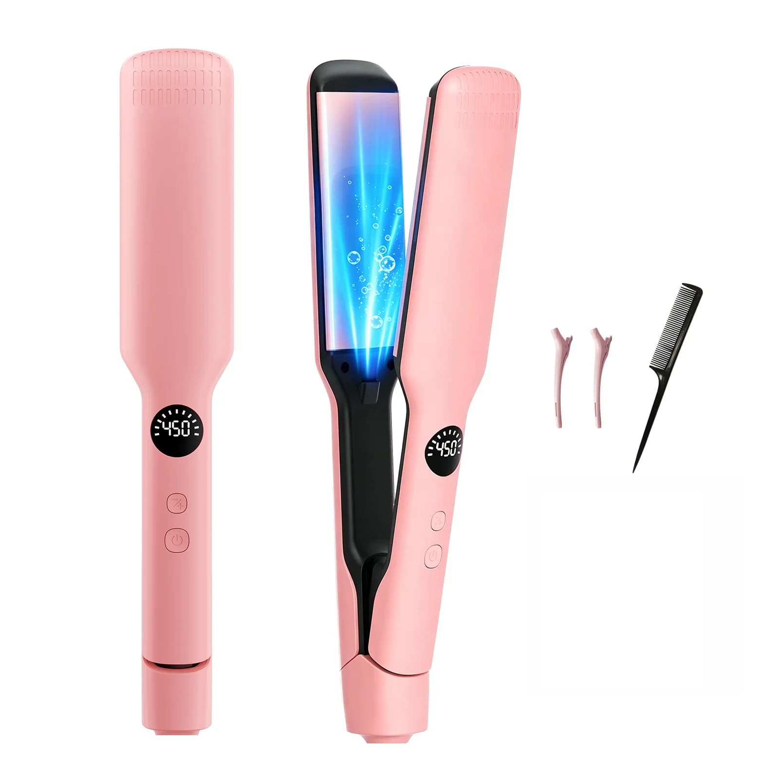 Wide Plate Hair Straightener 5 Billion Negative Ions 130°C to 230°C 3D Floating Plates Fast Heating LCD Display Professional Sal