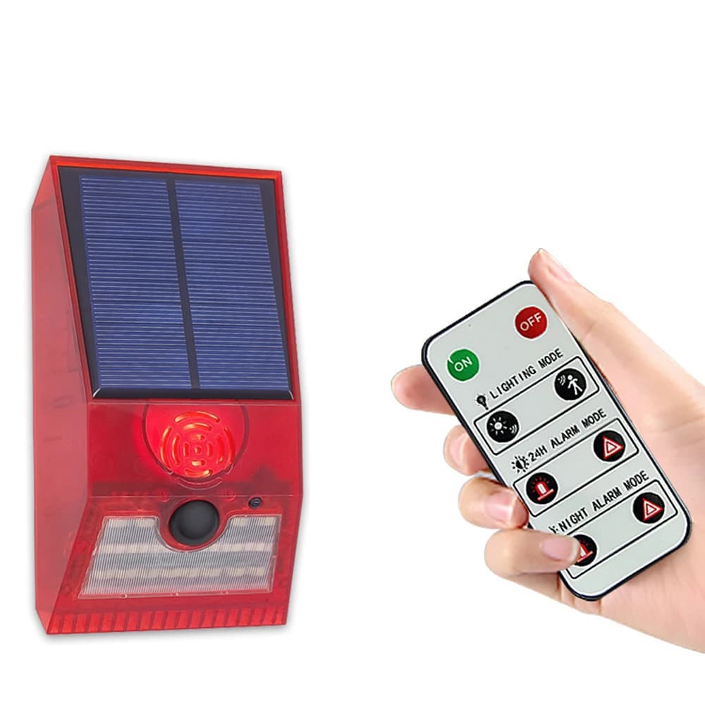 Multifunctional Solar Alarm Light Remote Control Security Alarm Alarm Pir Motion Sensor Detector Home Garden Outdoor Wall Light