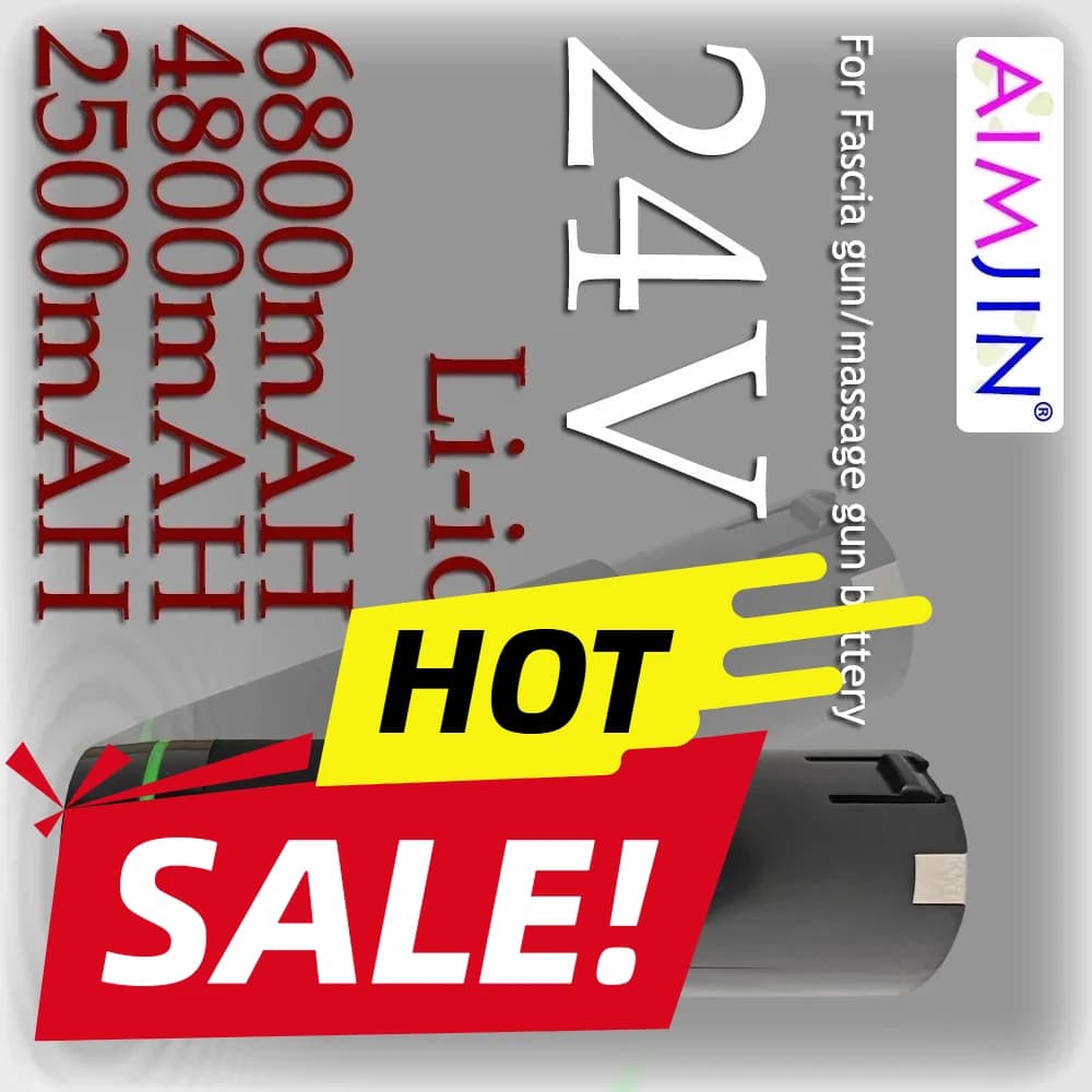 For Replacement Massage Gun Fascia 24V 2500/4800/6800mAh Rechargeable Battery