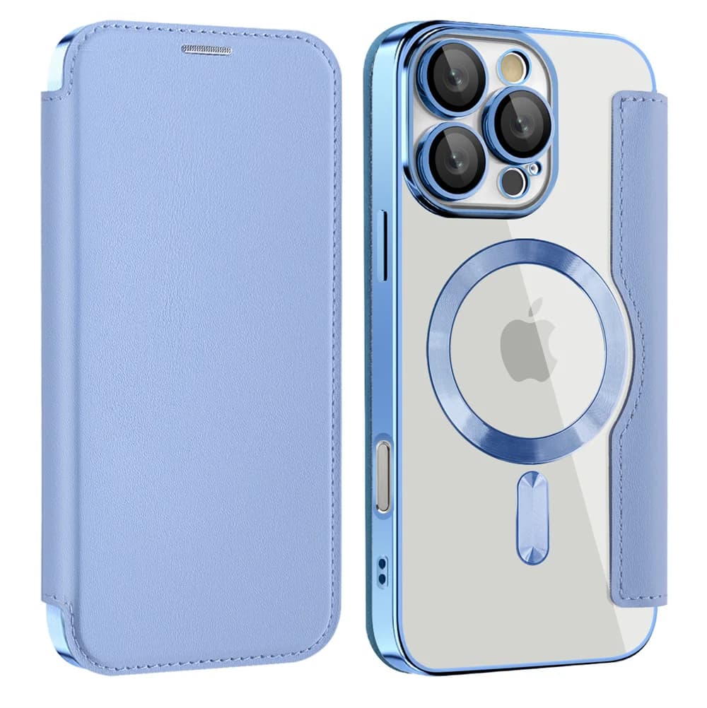Custodia magnetica per telefono con portafoglio in pelle trasparente di lusso per iPhone 15 16 17 Pro Max 14 13 12 11 Borsa per carte per copertura Magsafe