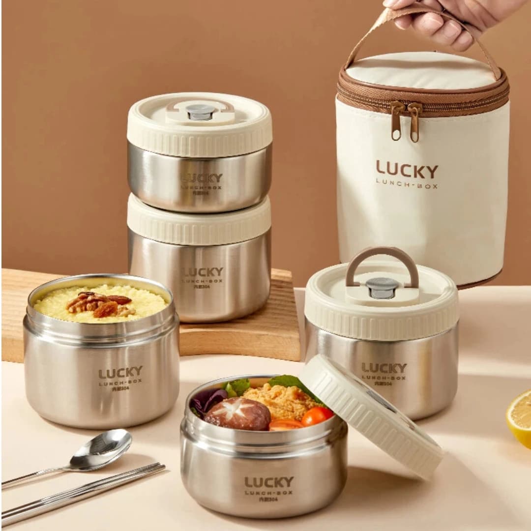 Contenitore termico per il pranzo in acciaio inossidabile 304, portatile, sigillato, isolato, per zuppe, per bambini e studenti.