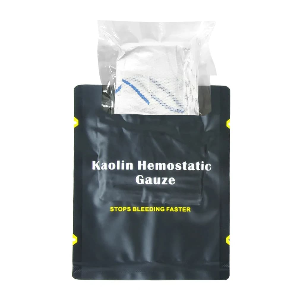 Garza di caolino emostatico Combattimento di emergenza Trauma Z-Fold Solubile per kit di pronto soccorso tattico Ifak Medicazione per ferite Kit Edc Primo soccorso