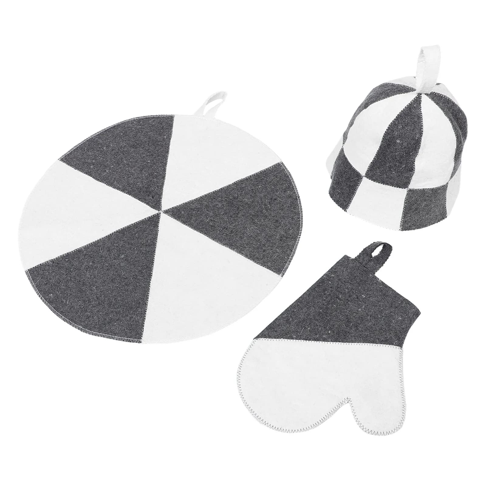 1Set Sauna Kit Felt Hat with Mat Gloves Heat Resistant Absorbent Comfortable for Sauna Bathing Indoor Relaxation Set