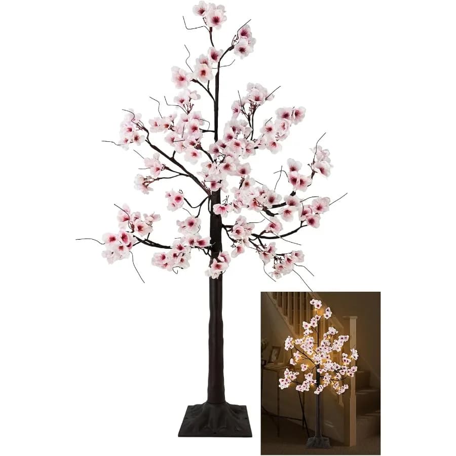 Cherry blossom tree 6FT 96 artificial illuminated tree lights for home interior spring wedding festival decor with spirit