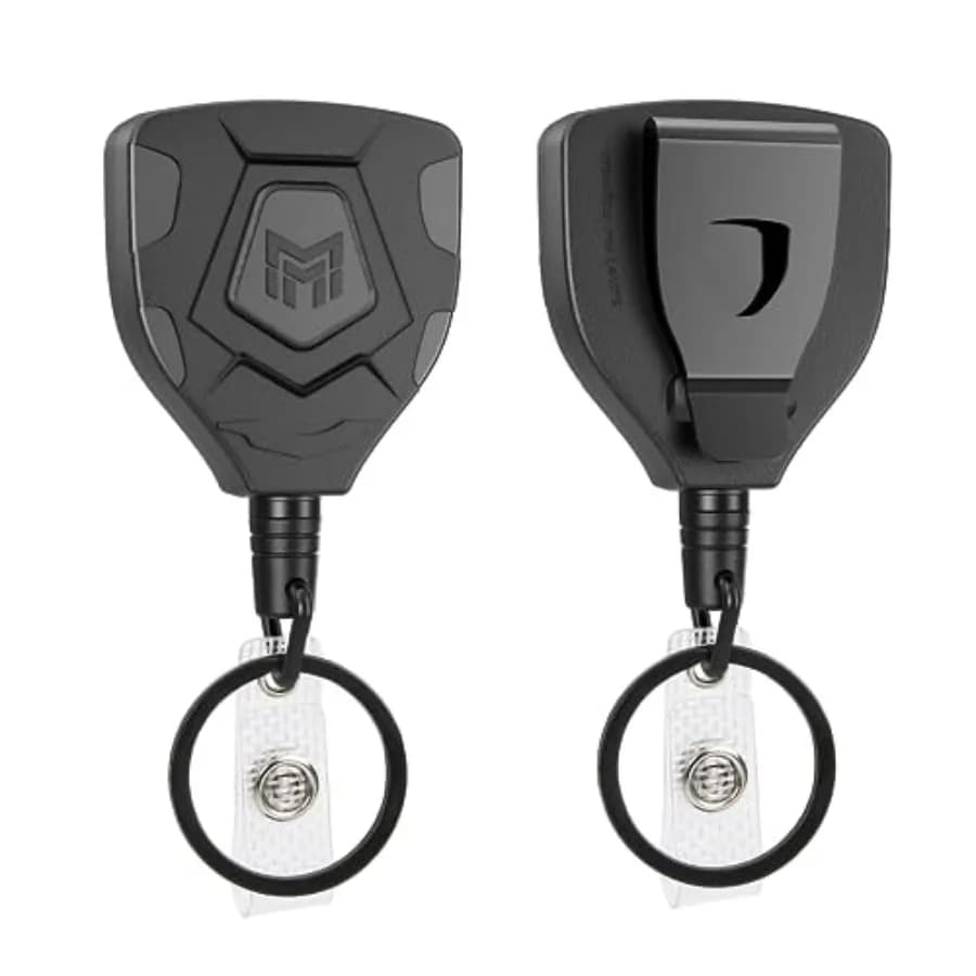 Portachiavi Retrattile Resistente con Clip da Cintura, Porta Badge con Cordino in Acciaio da 9,6 m e Anello Portachiavi, 250g
