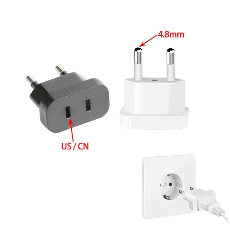 Adattatore per spina europea da 4,0 mm 4,8 mm Adattatore per convertitore da viaggio American US a EU KR Adattatore elettrico Presa elettrica CA