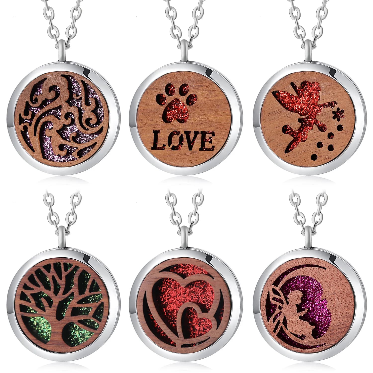 Fashion Essential Oil Diffuser for Aromatherapy Necklace Fairy Wooden Flower Vintage For Women's Scent Sense Jewelry With Simple Pendant