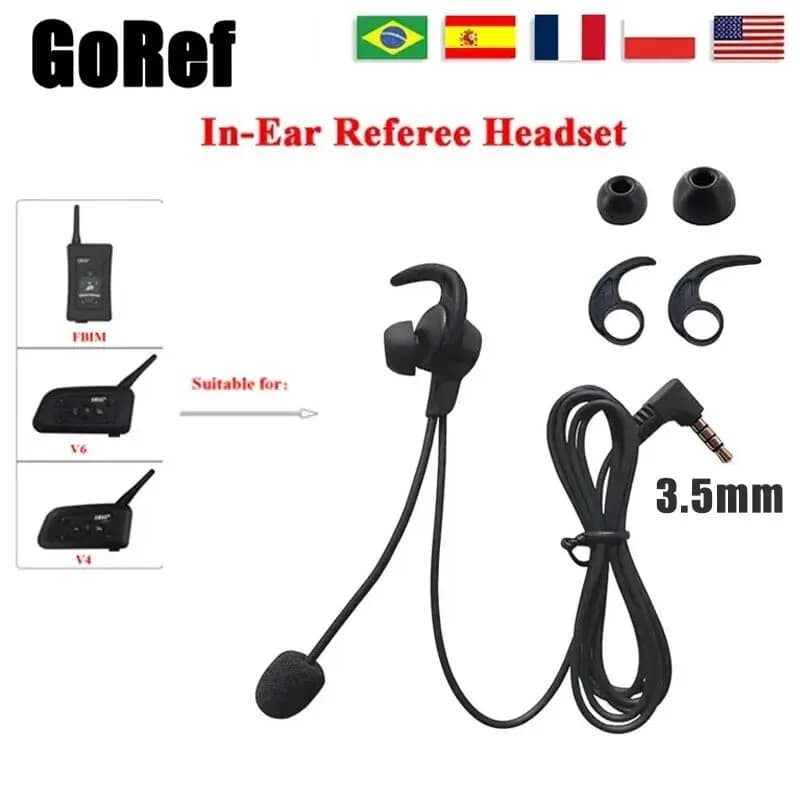 GOREF 3.5mm Jack auricolari In-ear calcio arbitro di calcio arbitri cuffie per V4C PLUS/V6C/FBIM interfono auricolare