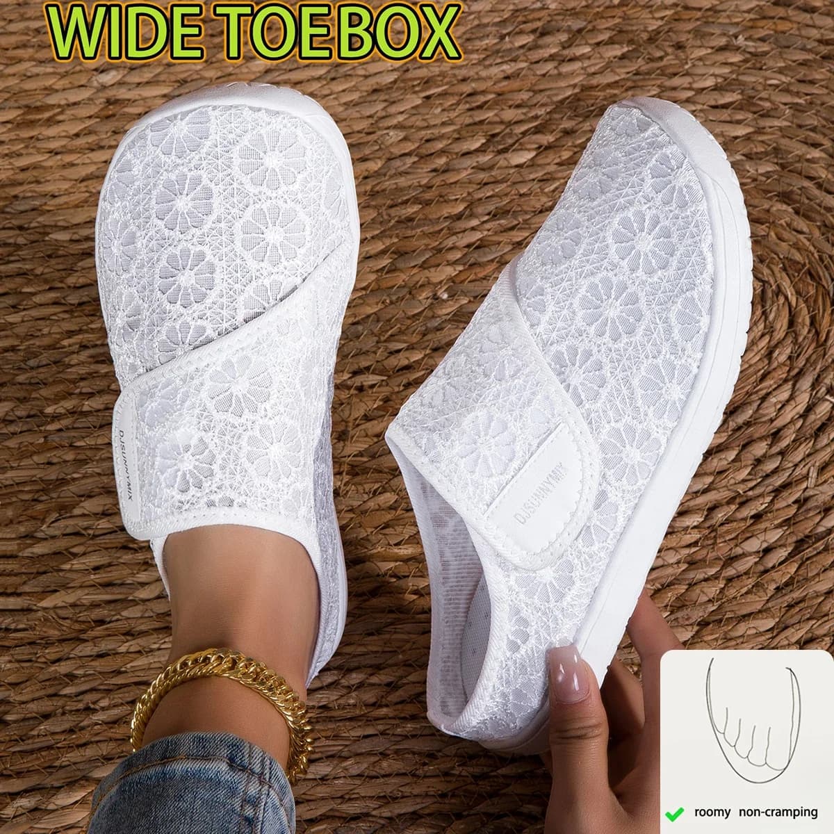 DJSUNNYMIX Summer Casual Orthopedics Wide Feet Swollen Shoes Adjusting Soft Comfortable Diabetic Shoe Walking Shoes