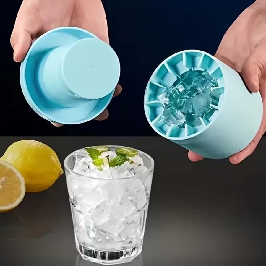 Stampo per cubetti di ghiaccio in silicone a forma di cilindro – Design a reticolo 3D per cubetti di ghiaccio dall'aspetto elegante e a lento scioglimento