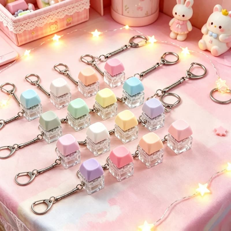1~10PCS Keyboard Keychain Mechanical Button Fidget Key Switch Caps Finger Toys Relief Stress Small Gifts Car Key Ring For Adults