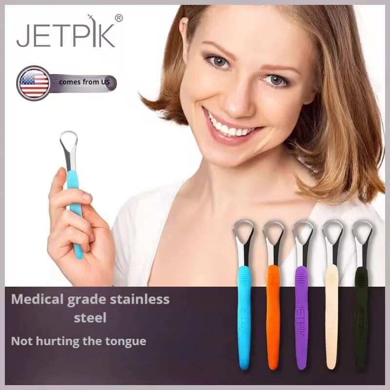 JETPIK language scraper, tongue cleanser helps fight alitosis and healthy, oral hygiene brush