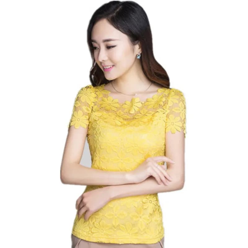 Women's Summer Shirt, Top Casual in Solid Color with Details Drilled