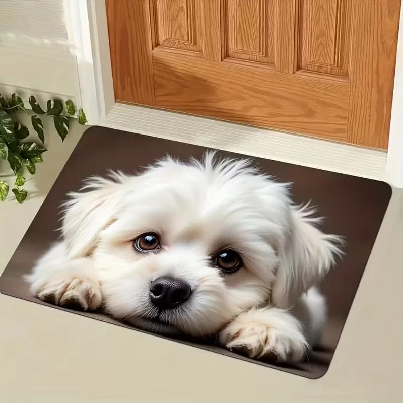 Tappetino d'Ingresso con Stampa 2D Motivo Cane, Design Cucciolo Carino, Tappeto di Benvenuto Morbido Antiscivolo con Faccia di Cucciolo, Decorazione per Porta