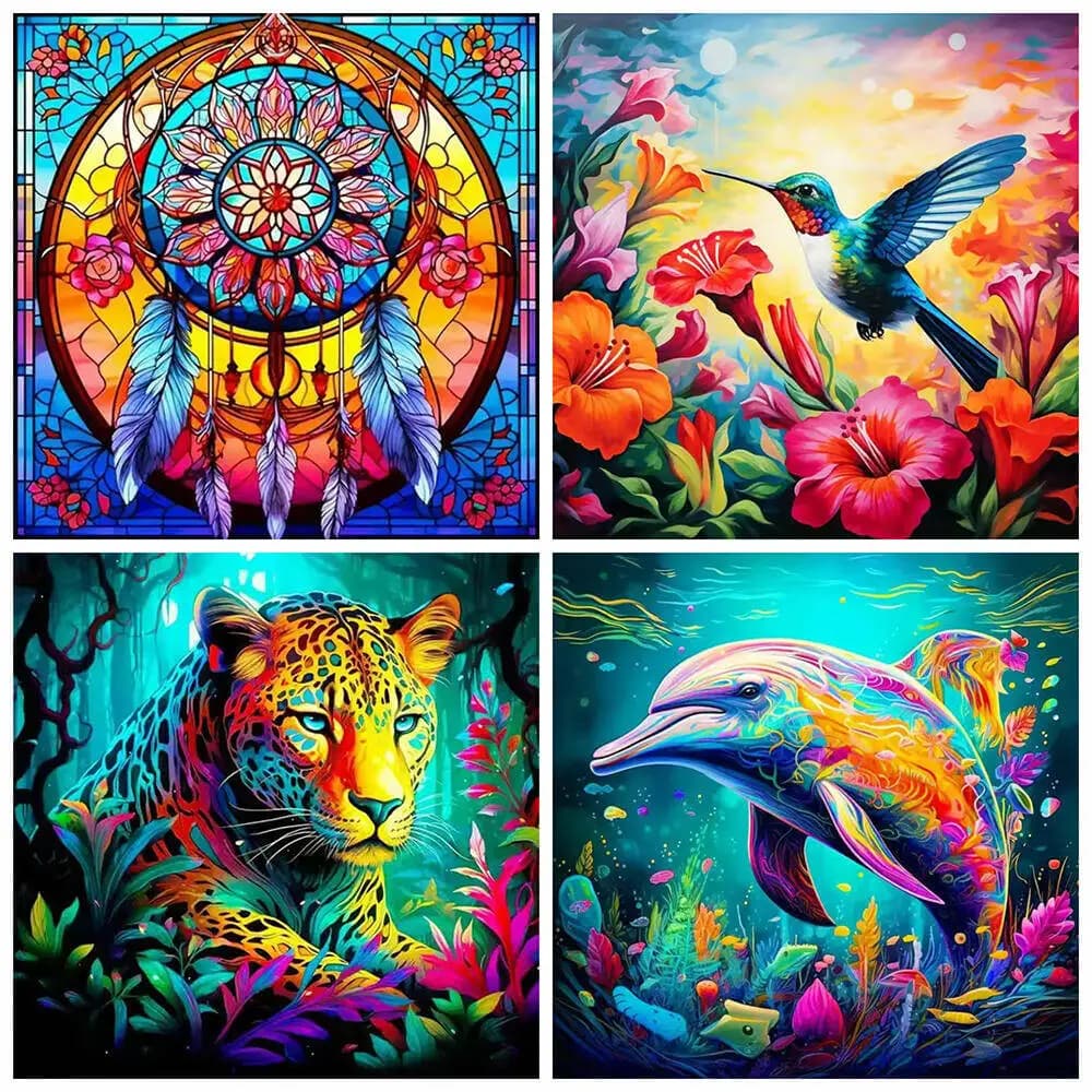 Momoart New Arrival Diamond Embroidery Leopard Mosaic Bird Animal Craft Kit Dolphin Diamond Painting Dream Catcher Unique Gift