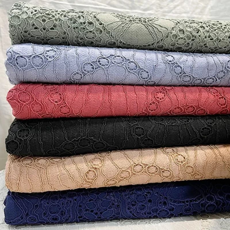 Pressed Lace Fabric Hollow-out Wave Embroidery Dress Vest Curtain Decoration Cloth Apparel Diy Sewing Design Wholesale Material