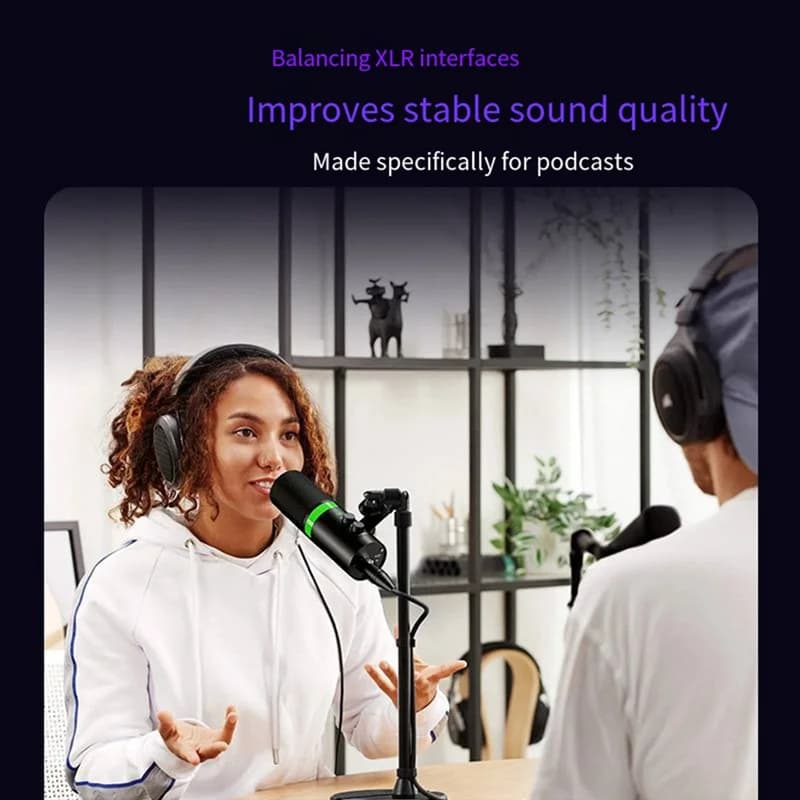 New-RGB Microphone Dynamic USB/XLR Microphone with Noise Cancellation Microphone Dual Mode Microphone Podcast Easy to Use
