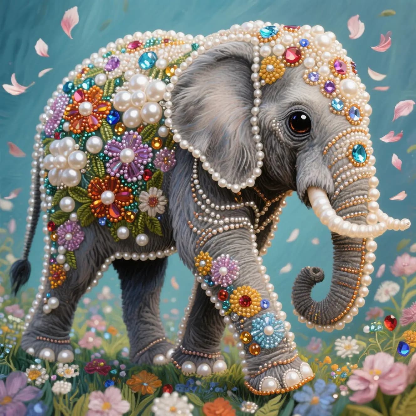 New Pearl Elephant Diamond Painting DIY Handmade Paste Diamond Pearl Painting