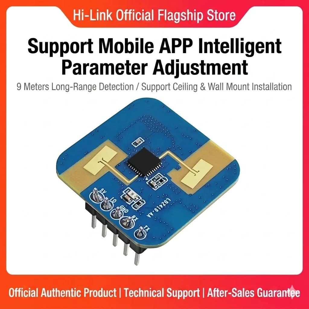 HLK-LD2410-AA 24GHz FMCW MMWave Radar Sensor Human Presence Micro Motion Static Detection Bluetooth APP 5V for Smart Home