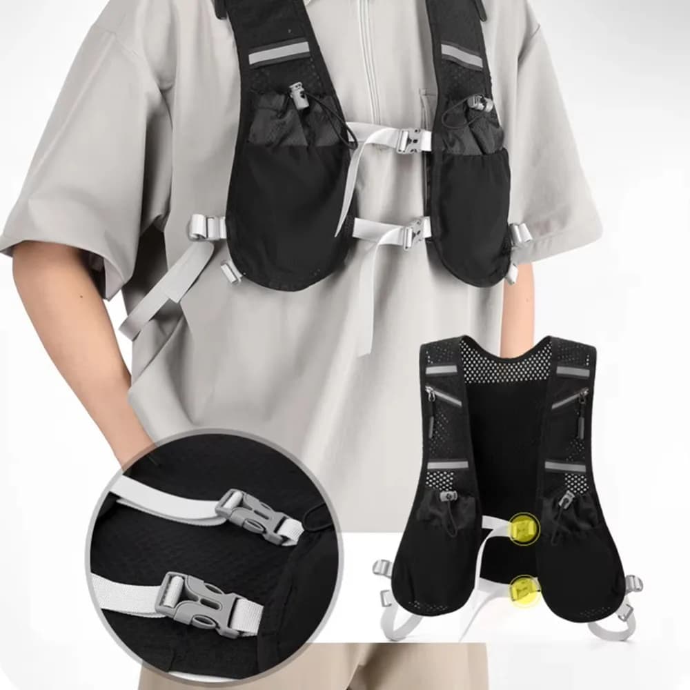 Multi-Table Race Vest with Hydrating, Light and Reflective Design, Unisex Breathable Cycling Backpack, Men's Hiking Waist Bag