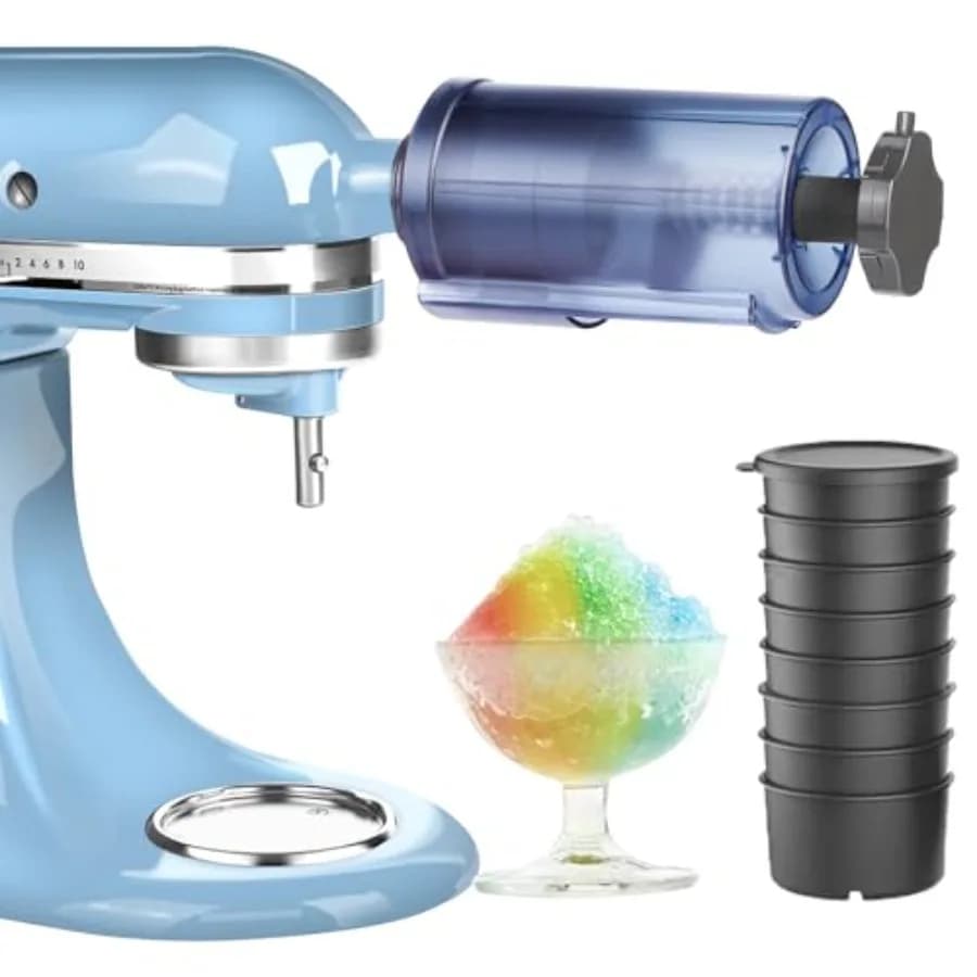 Accessorio per ghiaccio tritato per robot da cucina KitchenAid - Macchina per coni di neve, macchina per ghiaccio tritato, macchina per ghiaccio a neve, include 8 stampi per ghiaccio compatibili