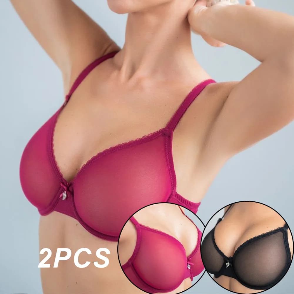 Ultra slim women's bra transparent plus size breathable and comfortable with strict lingerie push up for women 2 pieces