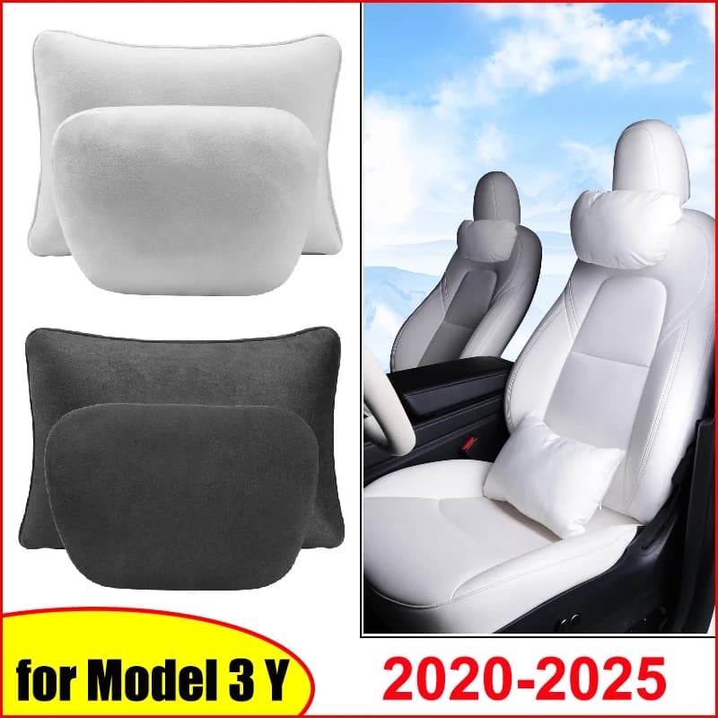 Per Tesla Modello 3 Y Juniper 2025-2020 Auto Collo Cuscino Cuscino Protettivo Supporto Lombare Indietro Floccaggio Morbido Poggiatesta Accessori