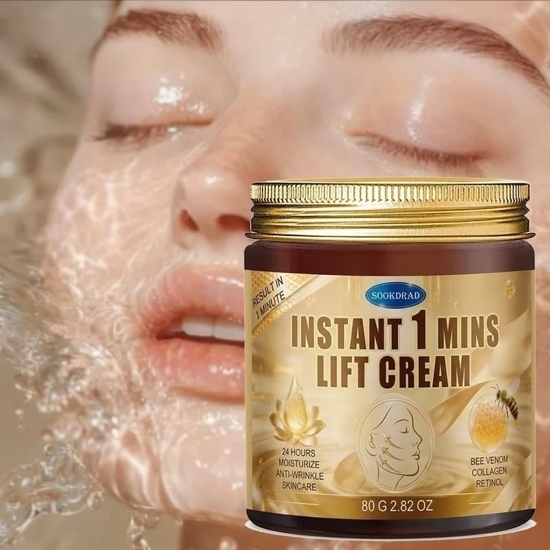 Crema Effetto Lifting Istantaneo 1 Minuto, Collagene + Veleno d'Api, Idratazione 24h, Viso e Collo, Unisex, 80g, Per Tutti i Tipi di Pelle, Routine Quotidiana