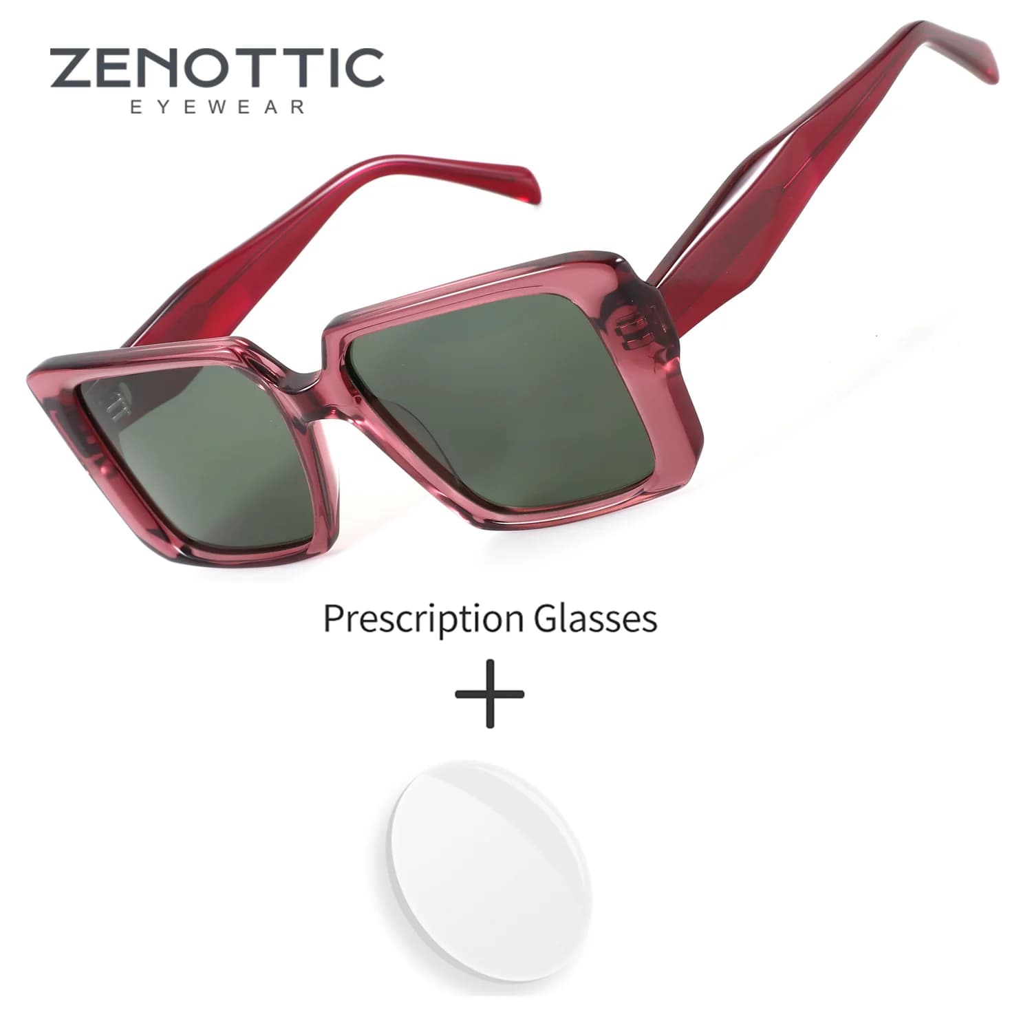 ZENOTTIC (taglia XS) Occhiali da sole polarizzati quadrati in acetato con protezione UV400 Occhiali da sole da lettura alla moda per donna