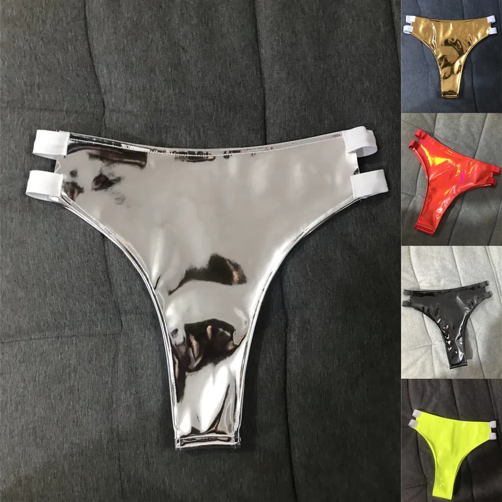 Sexy Silver Gold Laser Leather Exposed Buttocks Shorts Bar Nightclub Pole Dance Team Women Singer Legging Leather Pants Costume