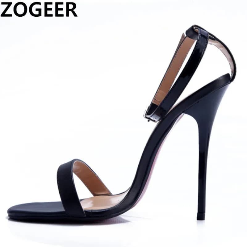 Sandali con tacco alto moda donna cinturino alla caviglia scarpe estive rosso sottile con tacco alto Unisex scarpe Fetish per feste di matrimonio di grandi dimensioni 48