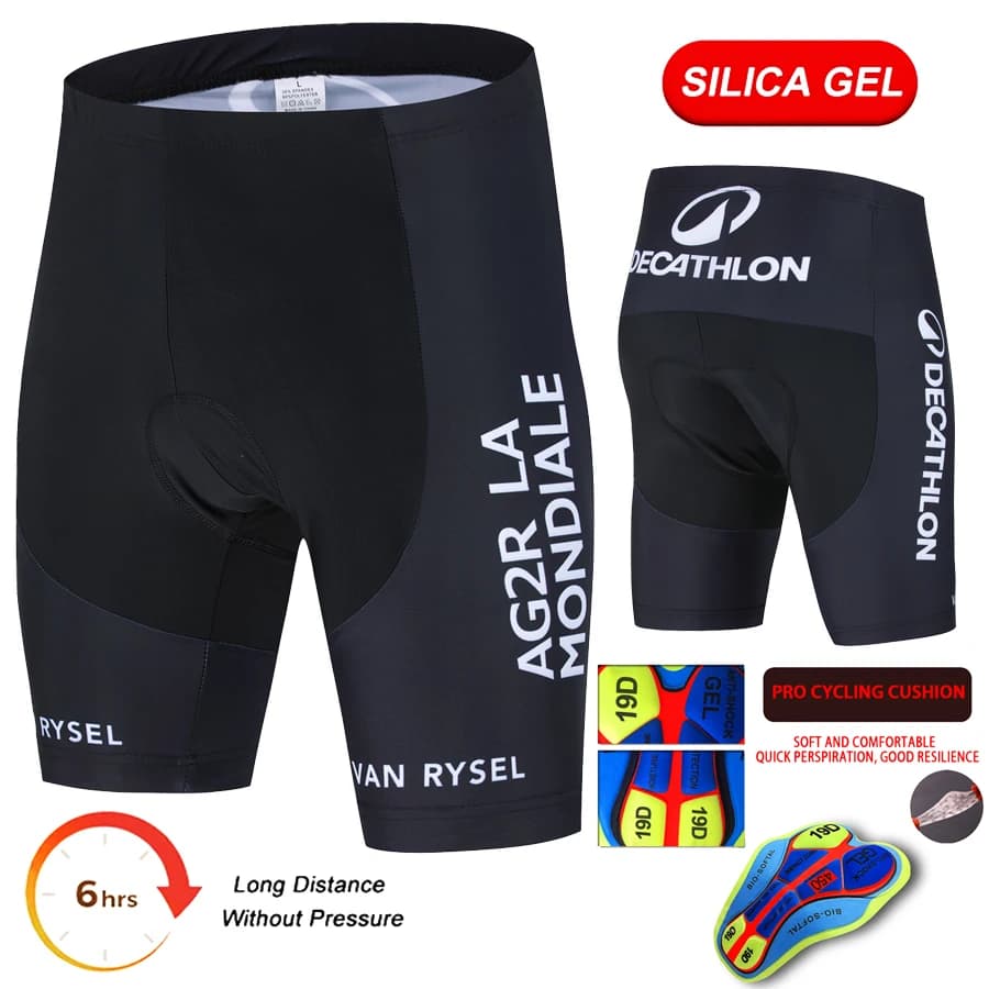 Men's Ag2r cycling shorts with GEL 19D padding, 7H Ride Pro Team Slim, breathable, for MTB and road cycling, also for women.