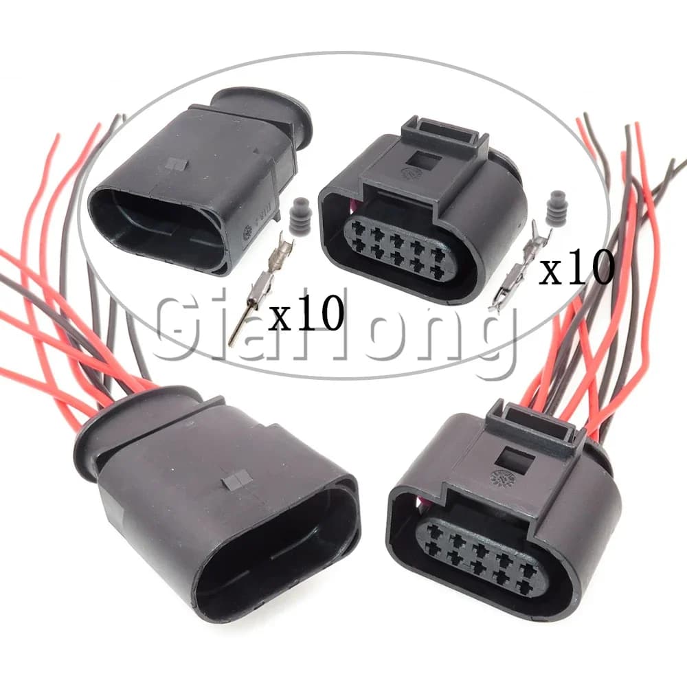 1 Set 10 Modi Parti 1J 0973715 1J 0973815 Presa per serratura portiera auto con assemblaggio CA per VW Audi 6X 0973815 Connettore sigillato per fari automatici
