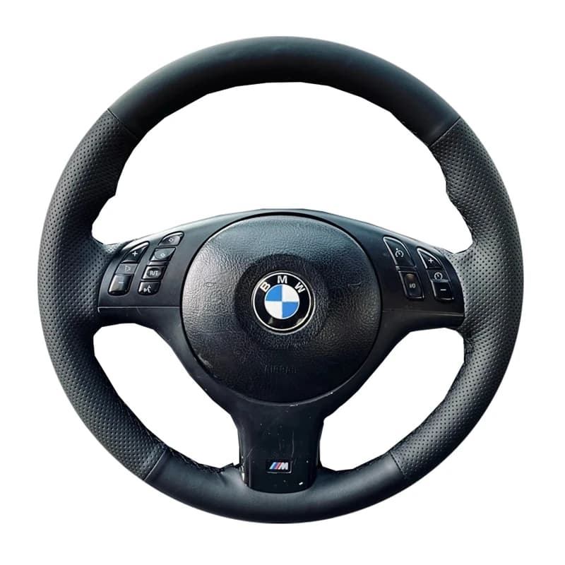 Coprivolante per auto in pelle artificiale nera cucita a mano fai-da-te per BMW 330i 540i 525i 530i 330Ci E46 M3 E39 2001-2014