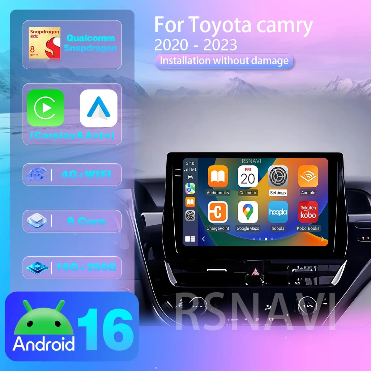 Android 16 Carplay Auto Qualcomm Car Radio Player For Toyota Camry 2021 DSP Multimedia Navigation app control 2din Head Unit