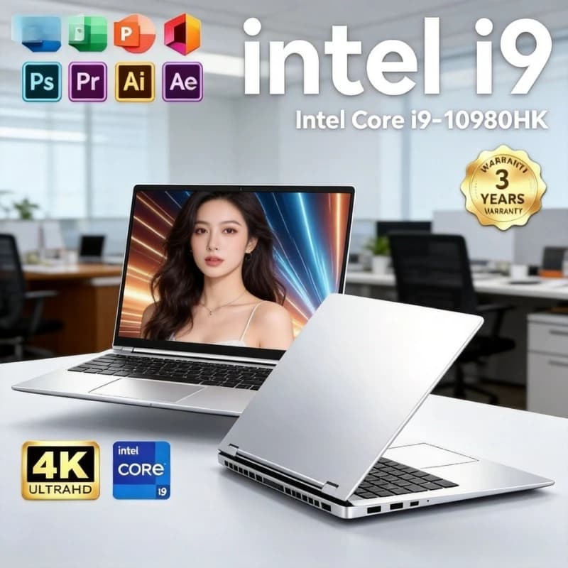 【Brand+】Core i9 10980HK Intel 2TB SSD 16GB RAM Laptop 15.6" PC Notebook Windows 11 Pro Fingerprint UnIock Office Gamer Laptops