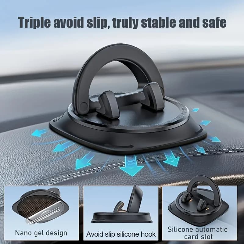 Bobodee Dashboard Car Phone Holder 360°-Degree Rotation Head-Up Phone Mount Stable Universal Auto Phone Stand with Number Plate