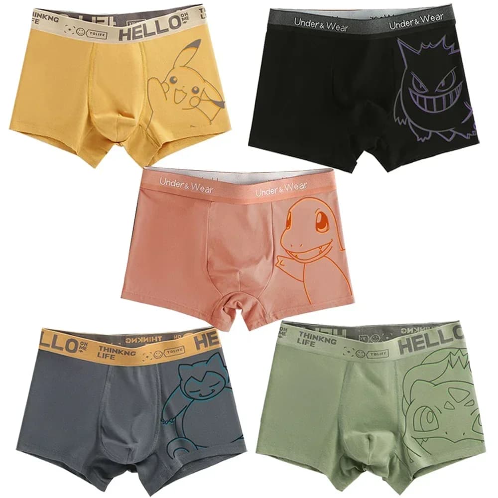 Pokemon Charmander Charizard Bulbasaur Gengar Pikachu Mutande da uomo Anime Boxer antibatterici Ragazzi Pantaloncini Pantaloni Regali