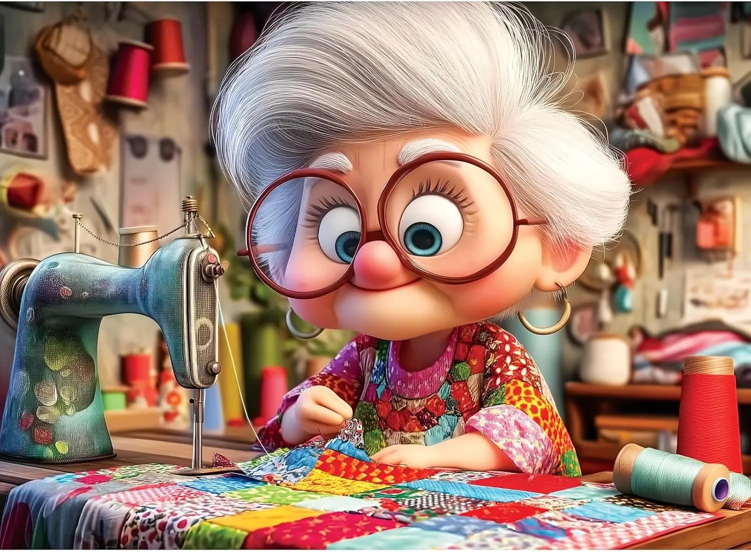 Puzzle da 500 Pezzi, Macchina da Cucire e Patchwork, 20,5x15 Pollici, per Adulti e Anziani